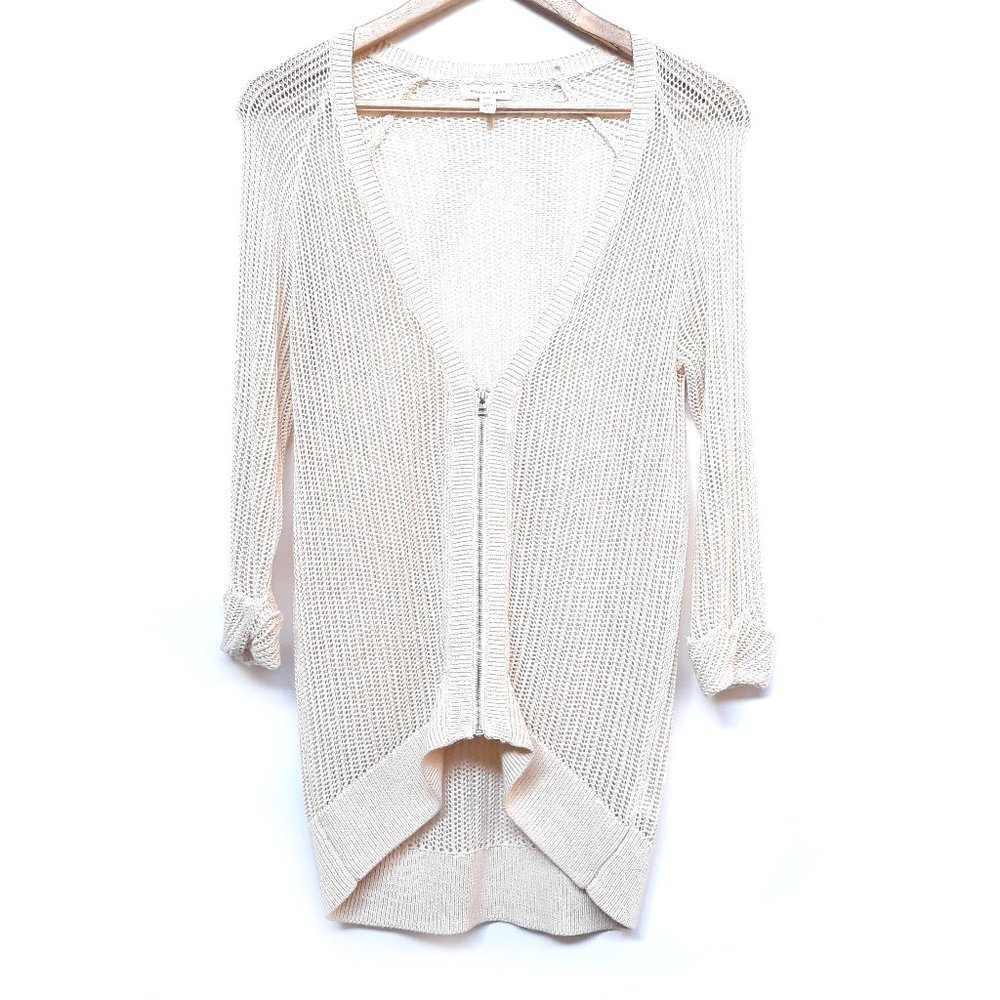 SILENCE + NOISE Zip Up Open Knit Cardigan
